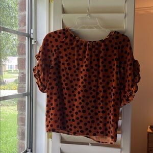MADEWELL Women’s Velvet Memento Ruffle-Sleeve Top in Leopard Dot Size XXS